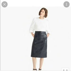 J.Crew A Line Leather Midi Skirt